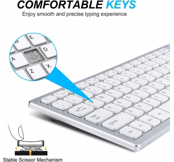 Wireless Keyboard, Wireless Connection, with Number Keyboard, Quiet Typing, Full Size Stable Connection Keyboard - Ergonomic Design, for Windows PC, Laptop, Android, Chrome, Tablet, Smart TV (White)